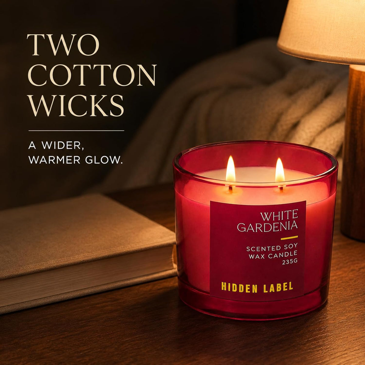 Hidden Label White Gardenia 2-Wick Soy Candle, 8.3 oz