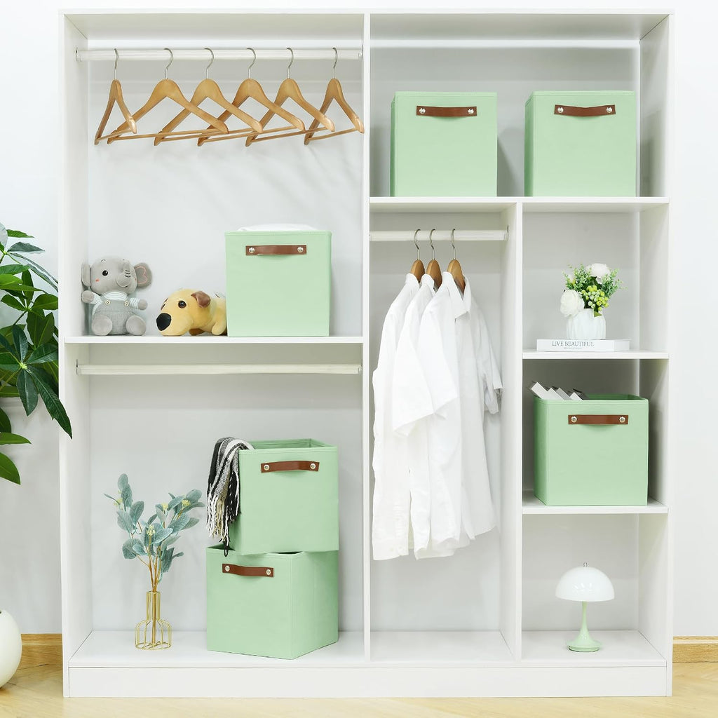 FinishingBo 10.5" x 11" Storage Bins with Labels 6 Pack