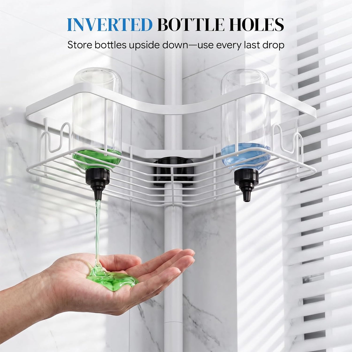 Corner Shower Caddy Tension Pole 4-Tier Rustproof Bathroom Organizer-White