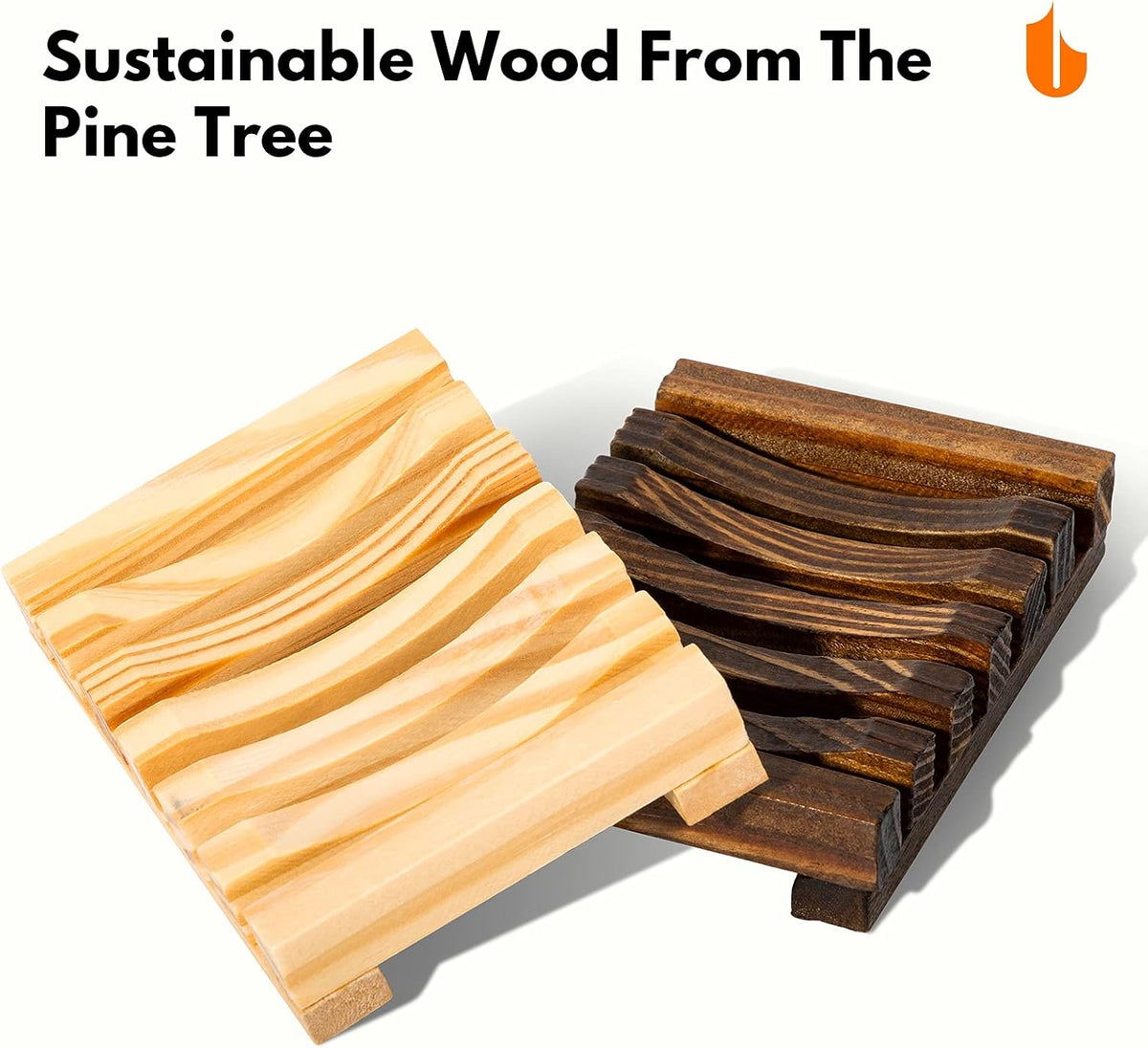 Natural Wooden Soap Dish for Shower Self Draining Bar Soap Holder 1Pack