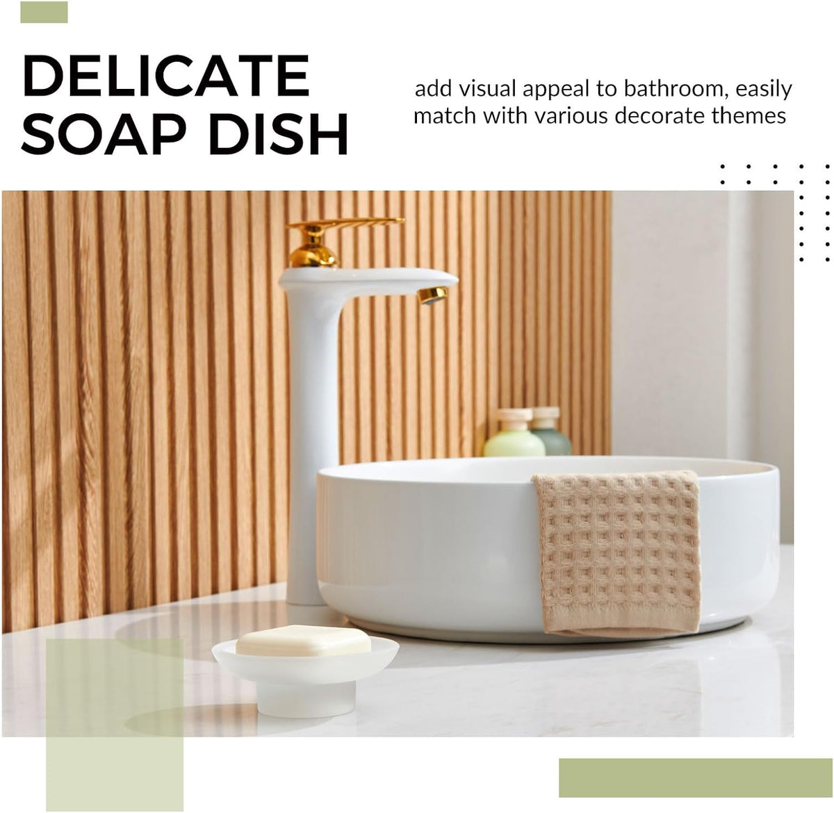 Aomasi Glass Round Soap Holder for Bathroom Shower Sink, Frosted