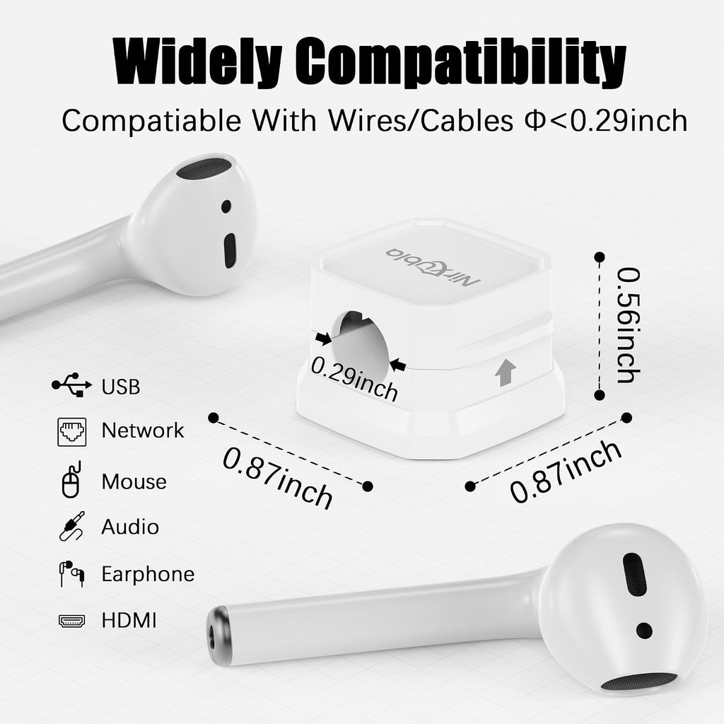 [9 Pack] Magnetic Cable Clips,Easy to Adjust Cables or Wires,Enhanced Adhesive Wire Holder Keeper Organizer,Desk Cable Management, NIRXUBLA Cable clips for office,car,kitchen,workspace,Bedroom (White)