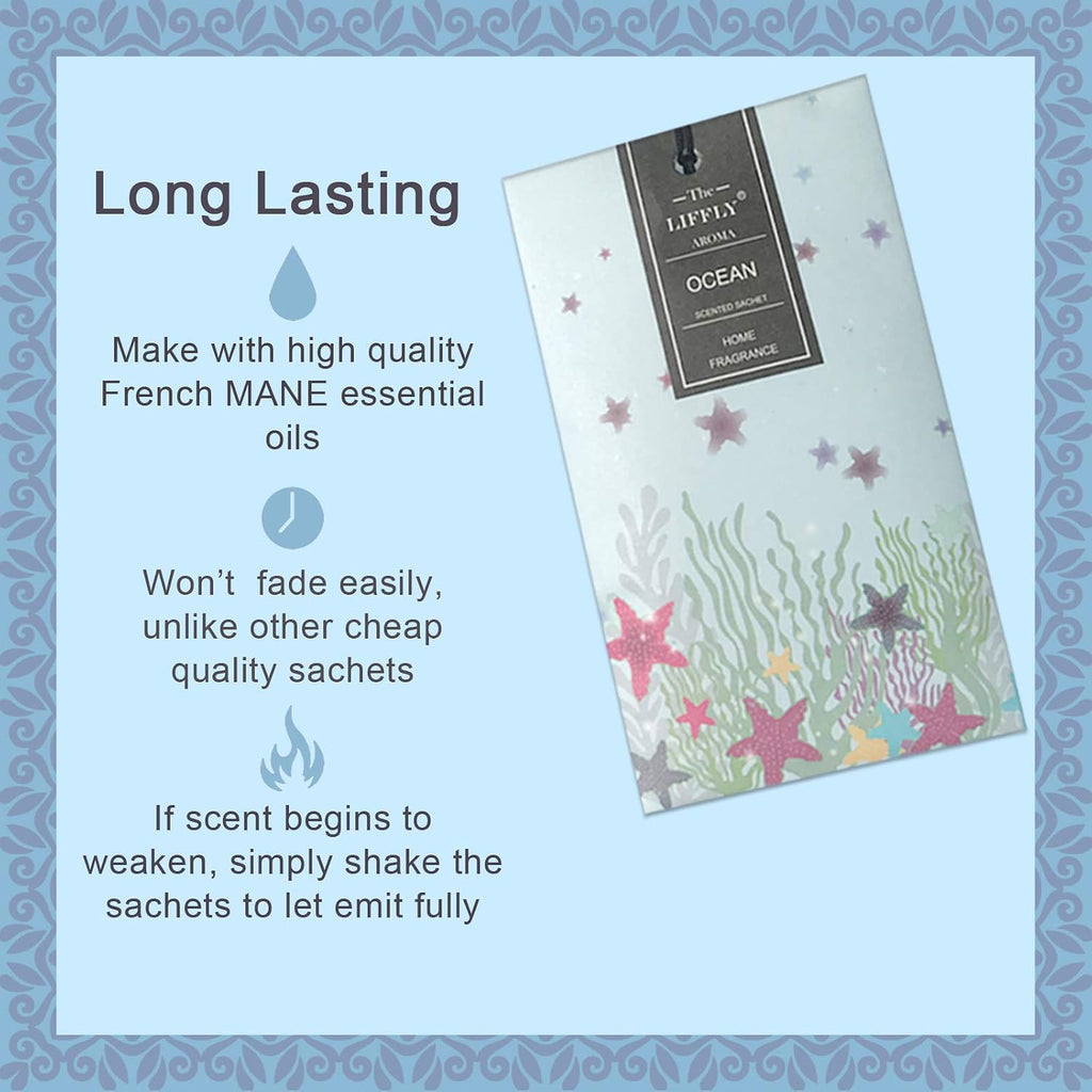 14 Packs Scented Sachets Bag for Drawers and Closets Long-Lasting Home Fragrance Sachet Lavender Rose Jasmine Ocean Vanilla Sandalwood 6 Different Scent Gift Box