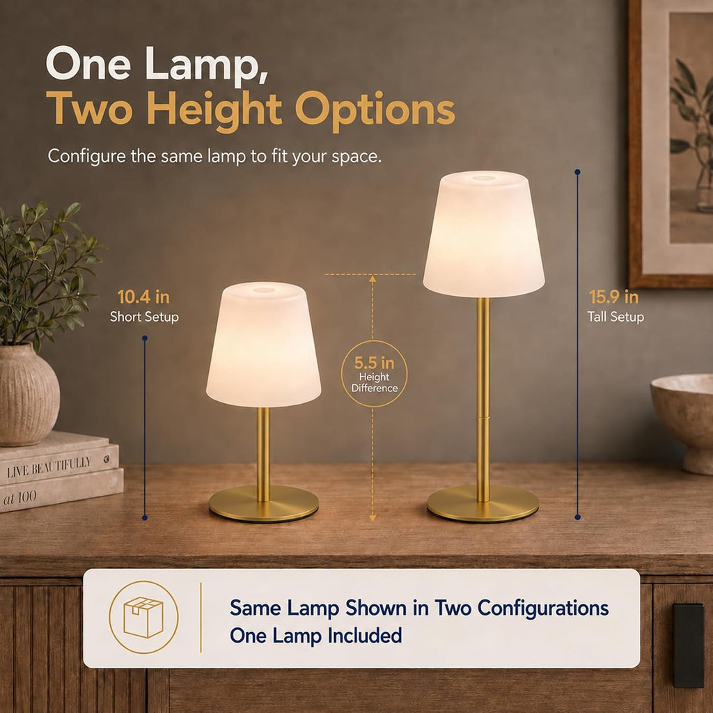 IP65 Waterproof Shower Lamp, Cordless Rechargeable Table Lamp, Gold