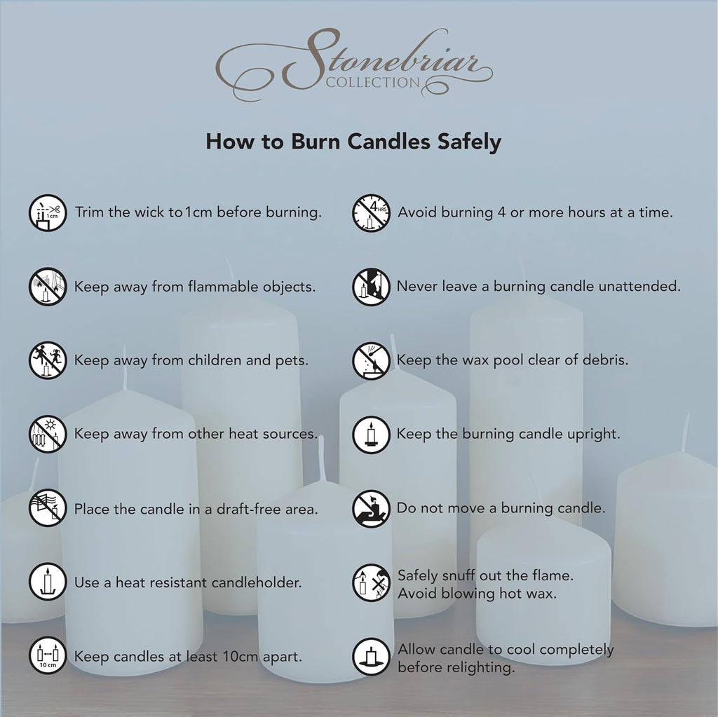 Stonebriar 80 Hour Long Burning Unscented Pillar Candles, 3x8, Ivory, 6 Count (Pack of 2)