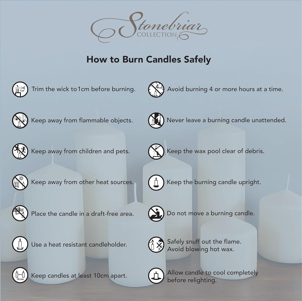Stonebriar 80 Hour Long Burning Unscented Pillar Candles, 3x8, Ivory, 6 Count (Pack of 2)