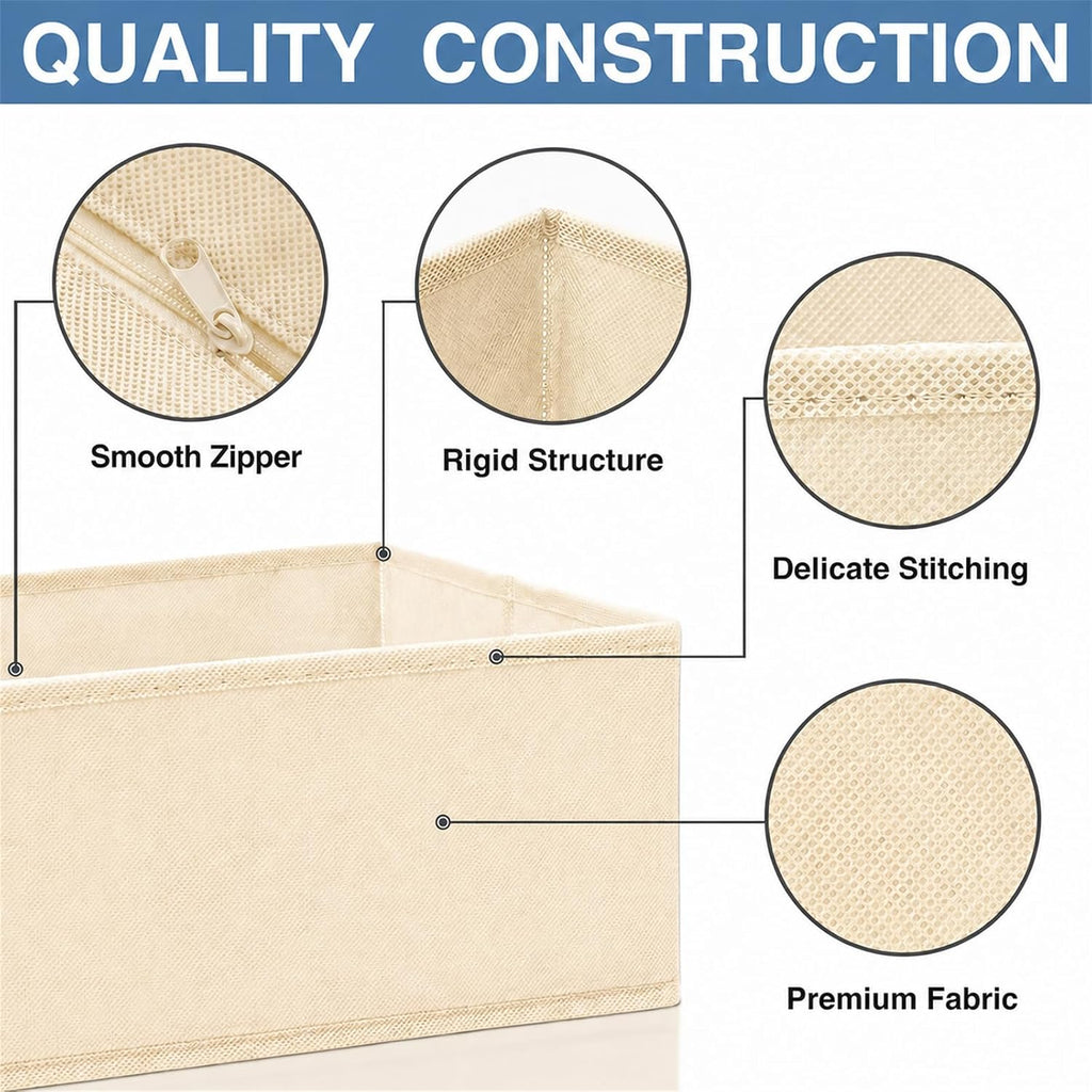 Criusia Drawer Organizer Clothes 12 Pack, Dresser Organizer for Nursery Bedroom Closet Organization and Storage - Baby Clothes Organizer Bins - Drawer Divider for Sock Underwear Bra Ties (Beige)