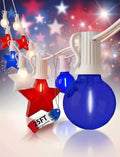4th of July Red White and Blue Lights String, 25FT 20 LED Patriotic Star G40 Globe Decorations for Independence Day Outdoor Decor, Memorial Day Fourth of July Lights for Home Window Porch, White Wire