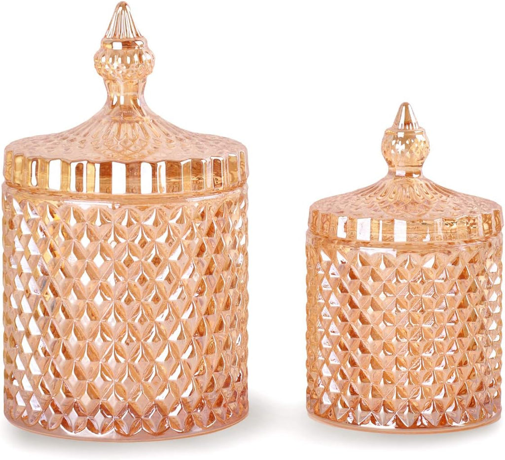 2 Pack Glass Qtip Holder, Apothecary Jars with Lids Bathroom Storage