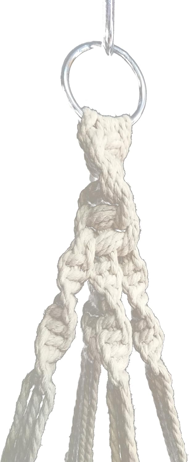 Macrame Plant Hanger Hanging Planter Indoor Outdoor Cotton & Jute 4 Legs 48 Inches,Fits Round & Square Pots 10 inches Without THE Pot (Cotton) (1, Beige)