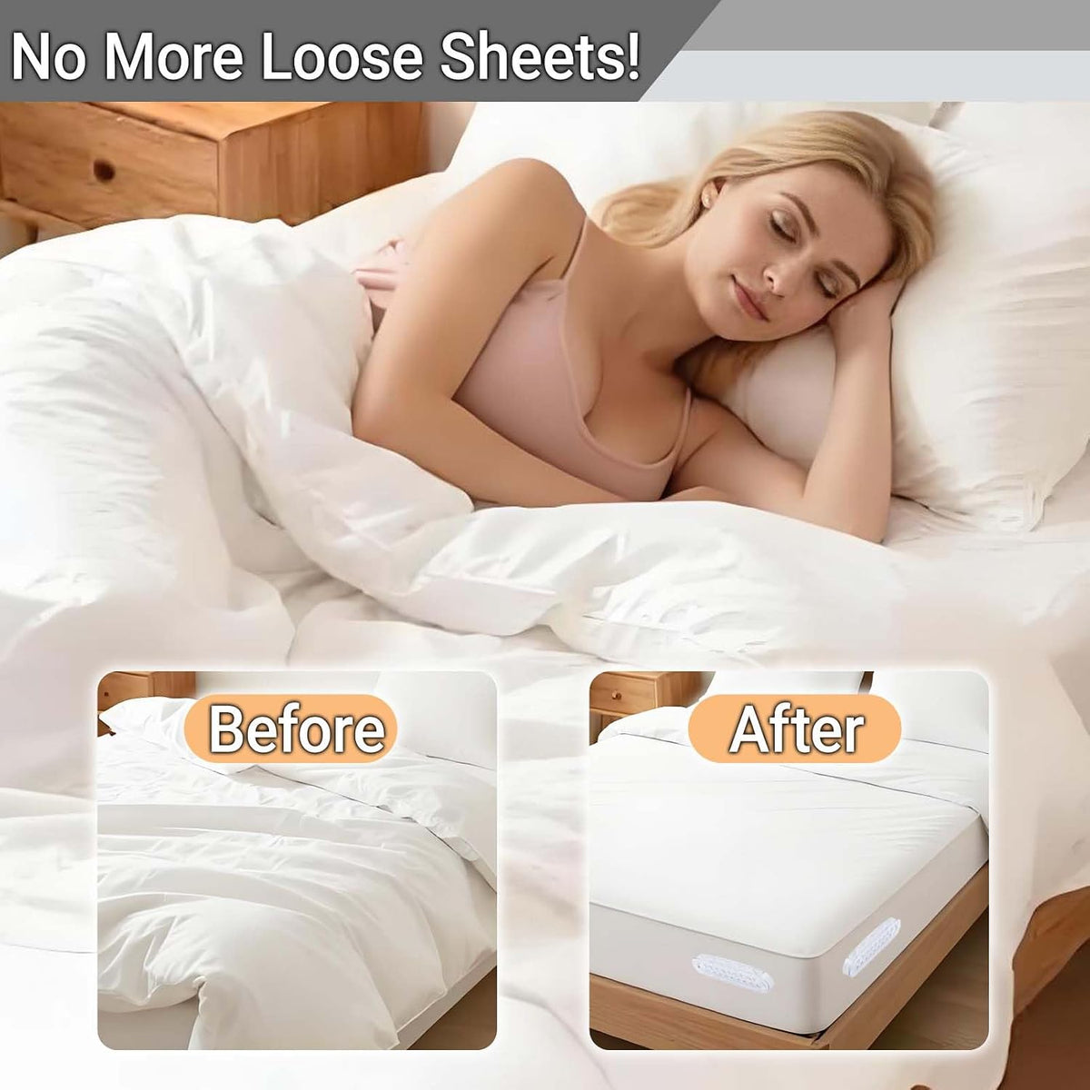 Sheet Holders for Corners, 4 Pcs Bed Sheet Grippers Non-Slip Mattress Fitted Sheet Holder Keep Sheets Firm & Tight, White Bed Sheet Locks Clips for Bedding, Sheet Stays Fasteners Corner Holders Set