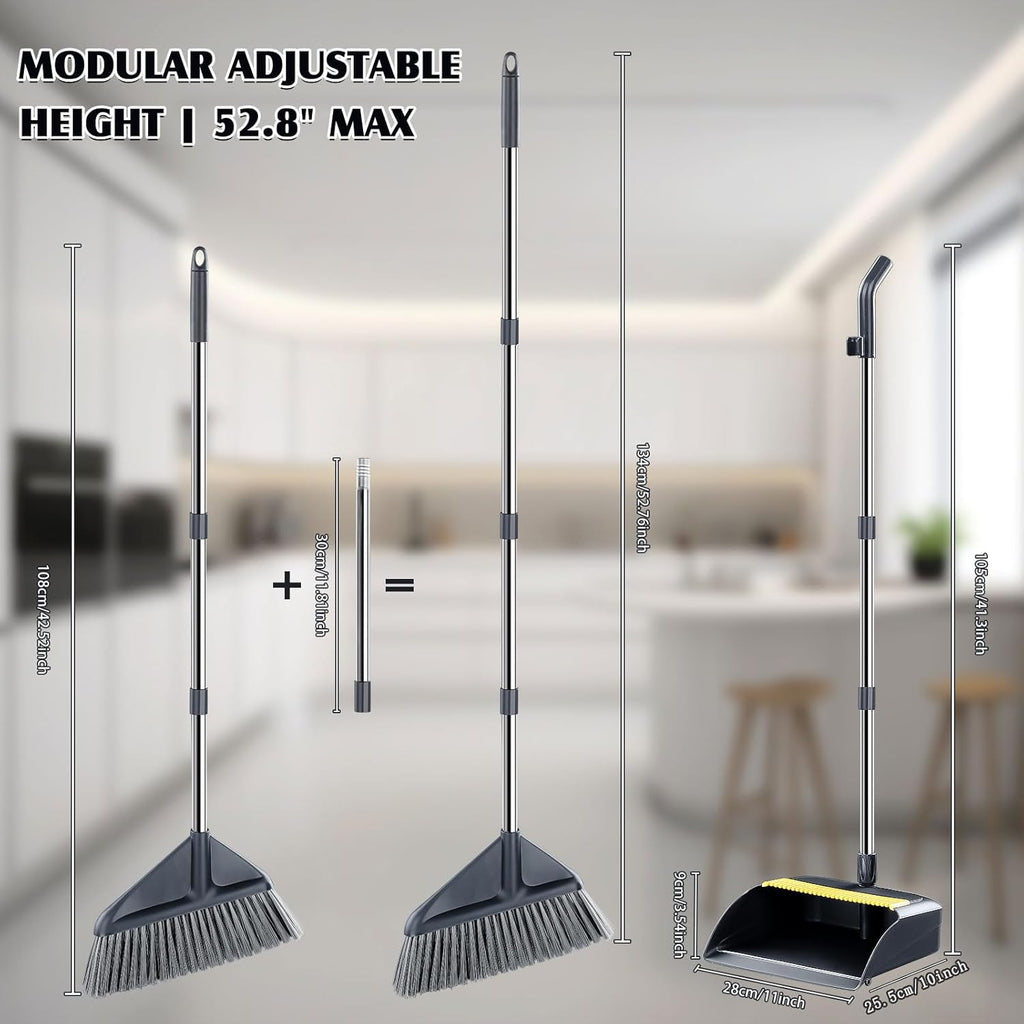 Broom and Dustpan Set with 52" Long Handle