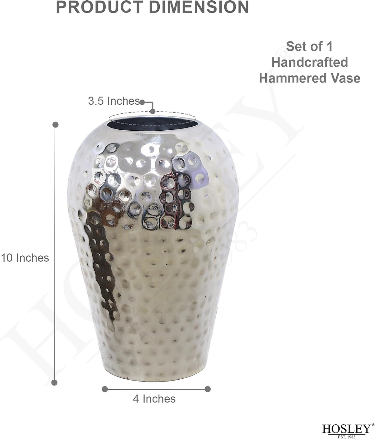 Hosley 10 Inch High Hammered Iron Vase - Handcrafted by Artisans Using Centuries-Old Hammer Pattern Techniques for Floral Arrangements Rustic Charm and Cultural Richness in Your Home Decor Embrace