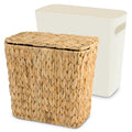 Wicker Trash Can with Lid and Liner, Handwoven Wicker Waste Basket, Water Hyacinth Bathroom Trash Can, Boho Rattan Garbage Wastebasket for Bedroom Home Living Room Office Kitchen, 2.5 Gallon