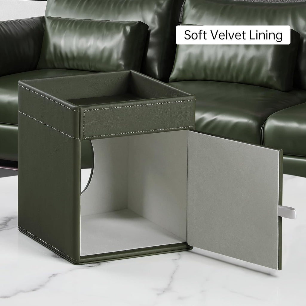 PU Leather Tissue Box Cover Square Tissue Box Holder Tissue Holder (Green)