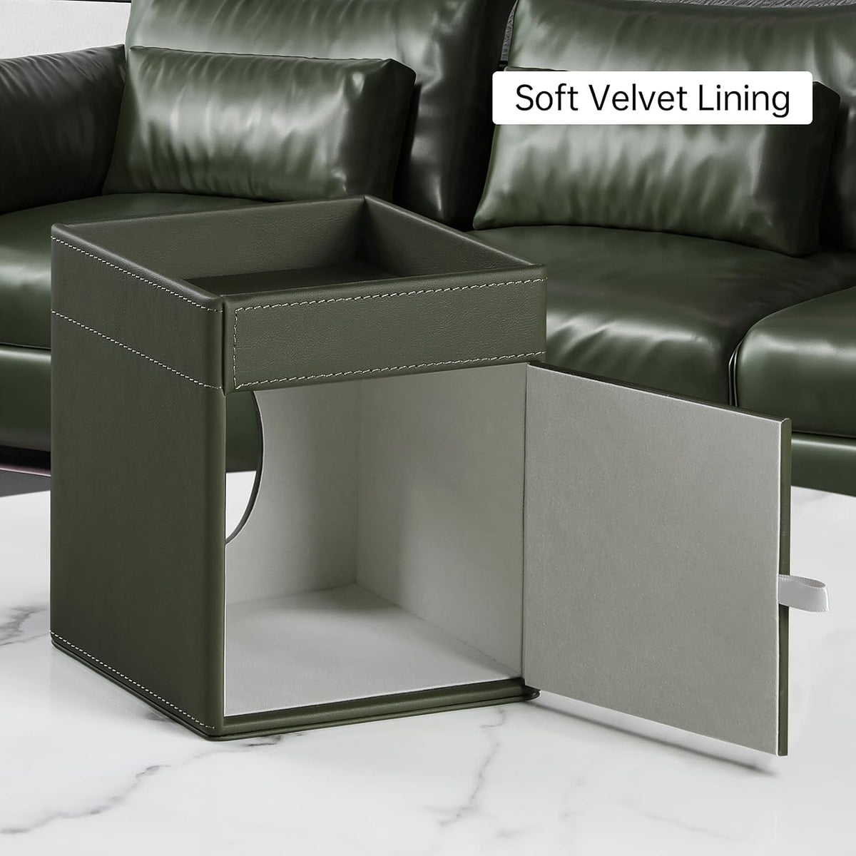PU Leather Tissue Box Cover Square Tissue Box Holder Tissue Holder (Green)