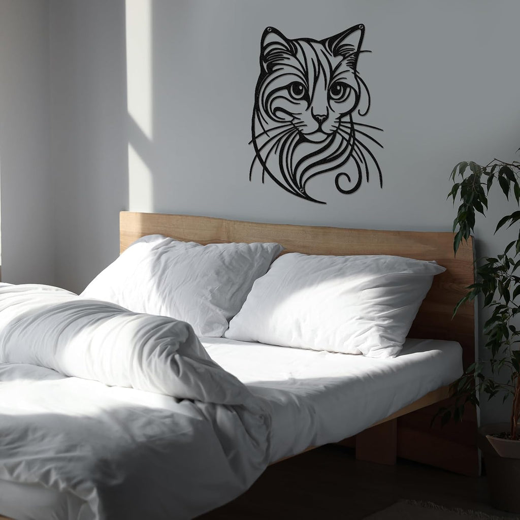 Otoolling Black Cat Wall Art Silhouette Metal Wall Decor, Cute
