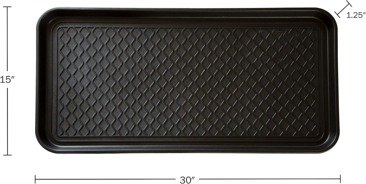 Stalwart 75-ST6012 All Weather Boot Tray-Water Resistant Plastic Utility Shoe Mat for Indoor and Outdoor Use in All Seasons (Black), Large