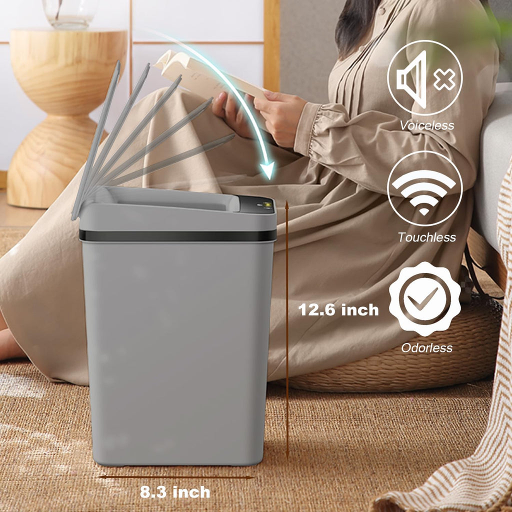 3 PACK - Small Trash Can with Lid for Bathroom - Automatic Trash Cans