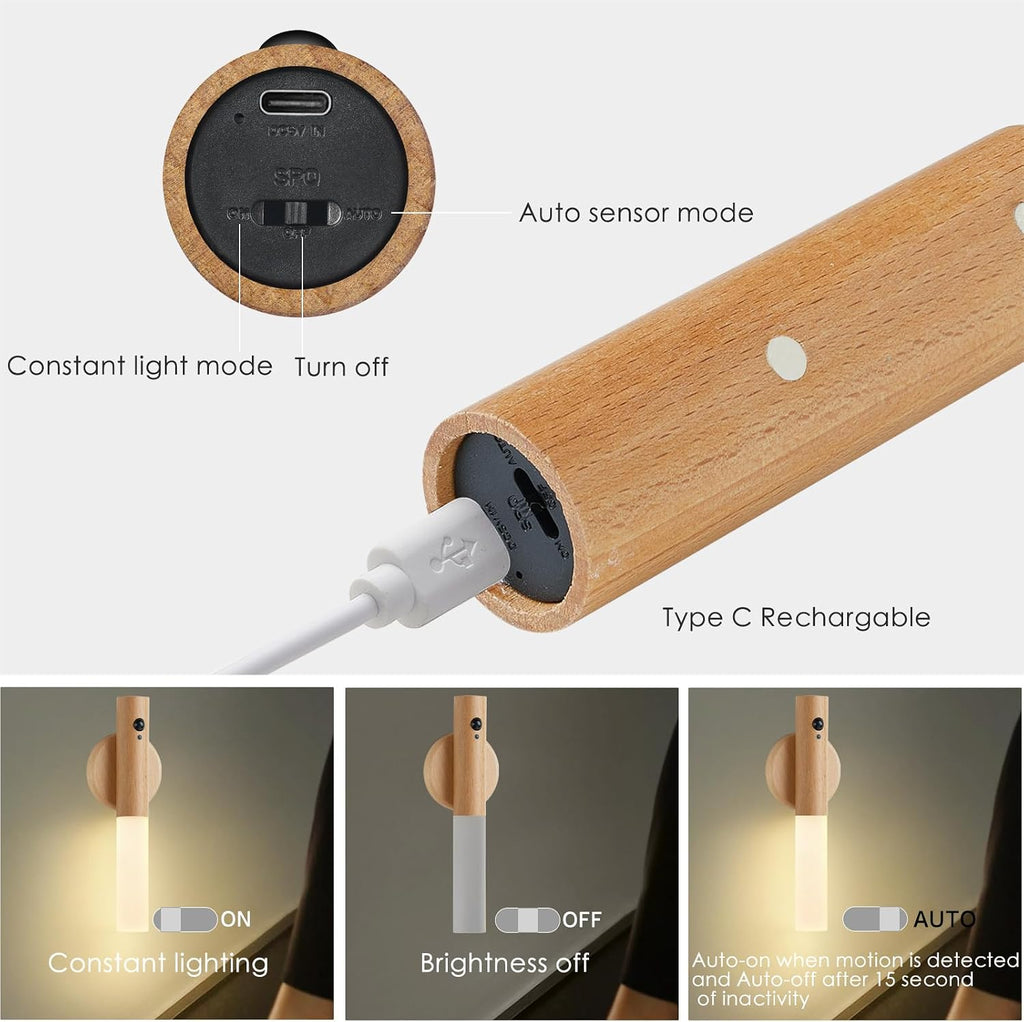 Montford Battery Operated Wall Sconces, Motion Sensor Night Light Magnetic Wall Light Rechargeable Wall Sconce, Peel and Stick Sconce Lights for Bedside Stair Hallway