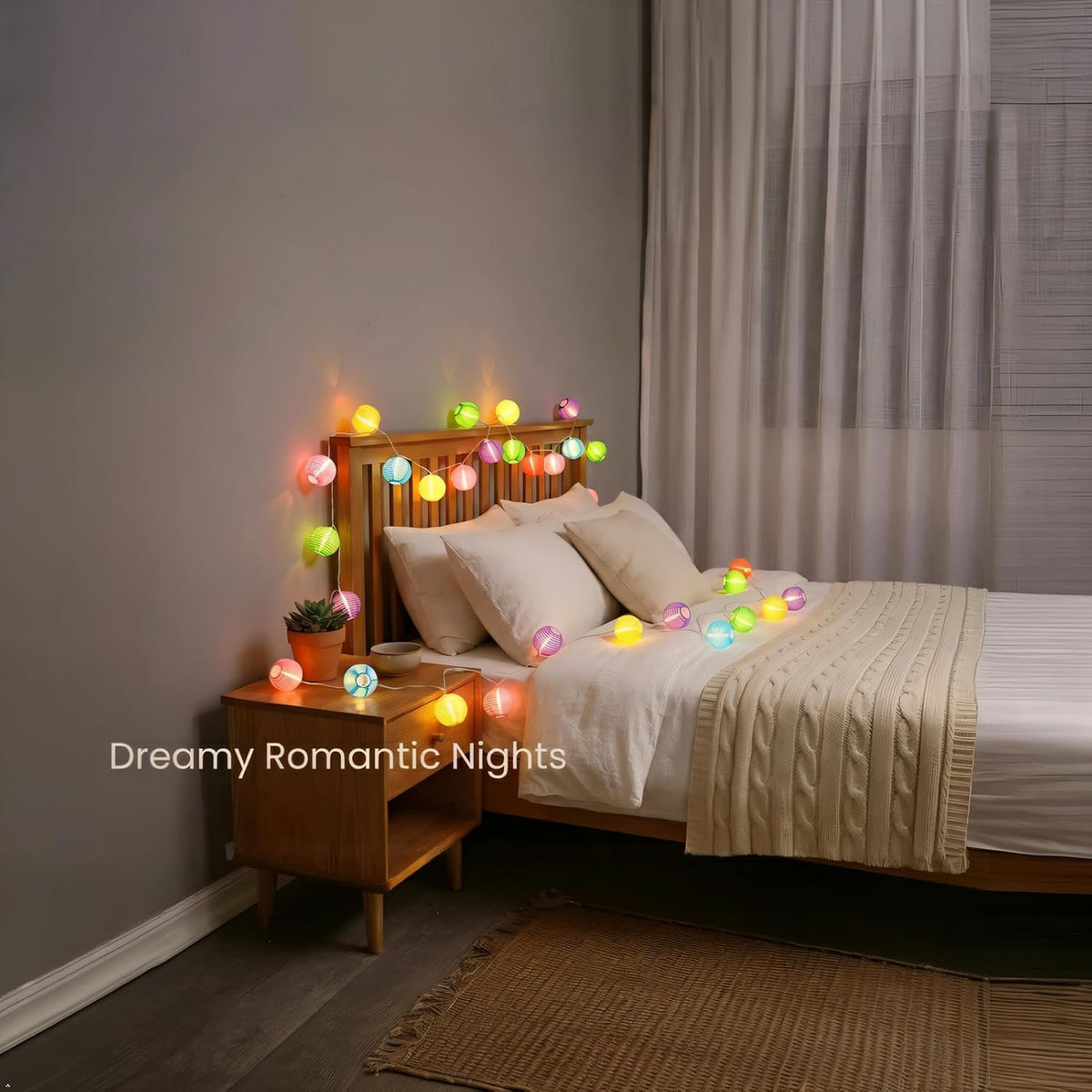 TIGOMOOV Lantern String Lights 9.83FT 3Inch UL Listed Lantern Lights for Bedroom, Colorful Mini Lanterns String Lights for Festive Decoration Patio,Home/Garden