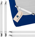 FeelAtHome 4 PCS White Bed Sheet Clips - Corner Mattress Holder Straps