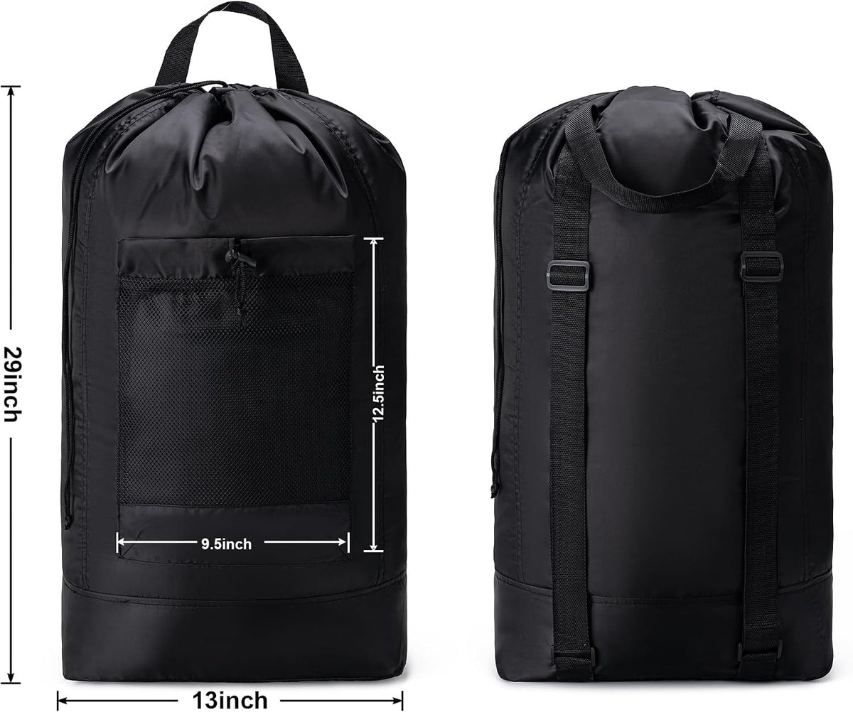 Backpack Laundry Bag,Large Travel Laundry Bags (Black)