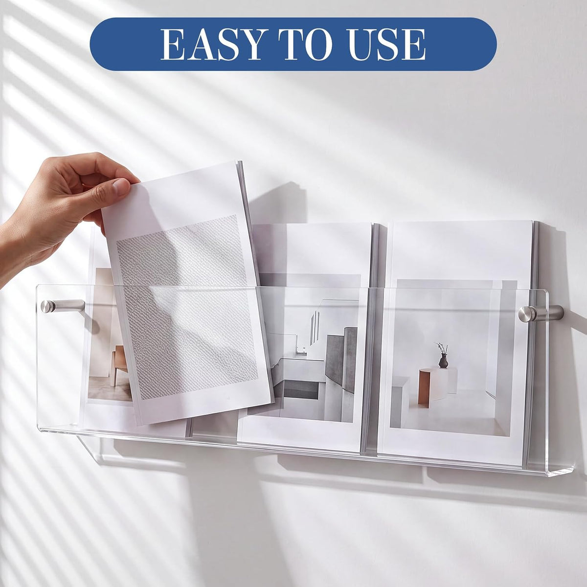2 Pack Clear Acrylic Magazine Holder Wall, Brochure, 30 Inch