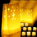 Homemory Christmas 24 Pack Luminary Bags with Flameless LED Tealights