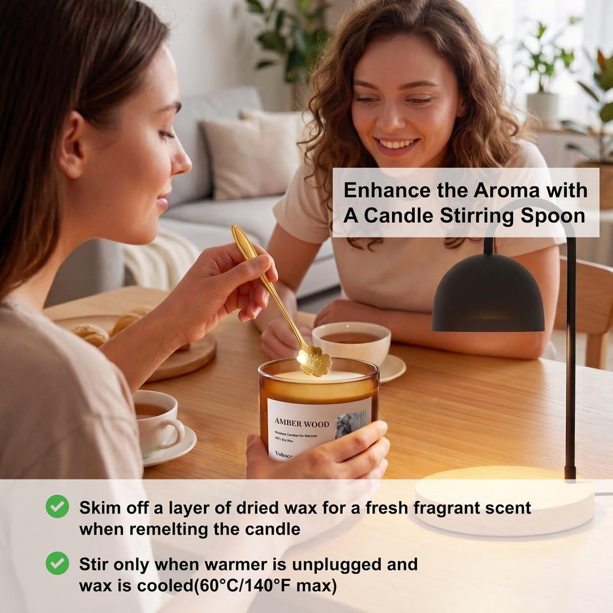 VOHO Amber Wood Wickless Candles for Candle Warmer Lamp, 9oz Scented Candle