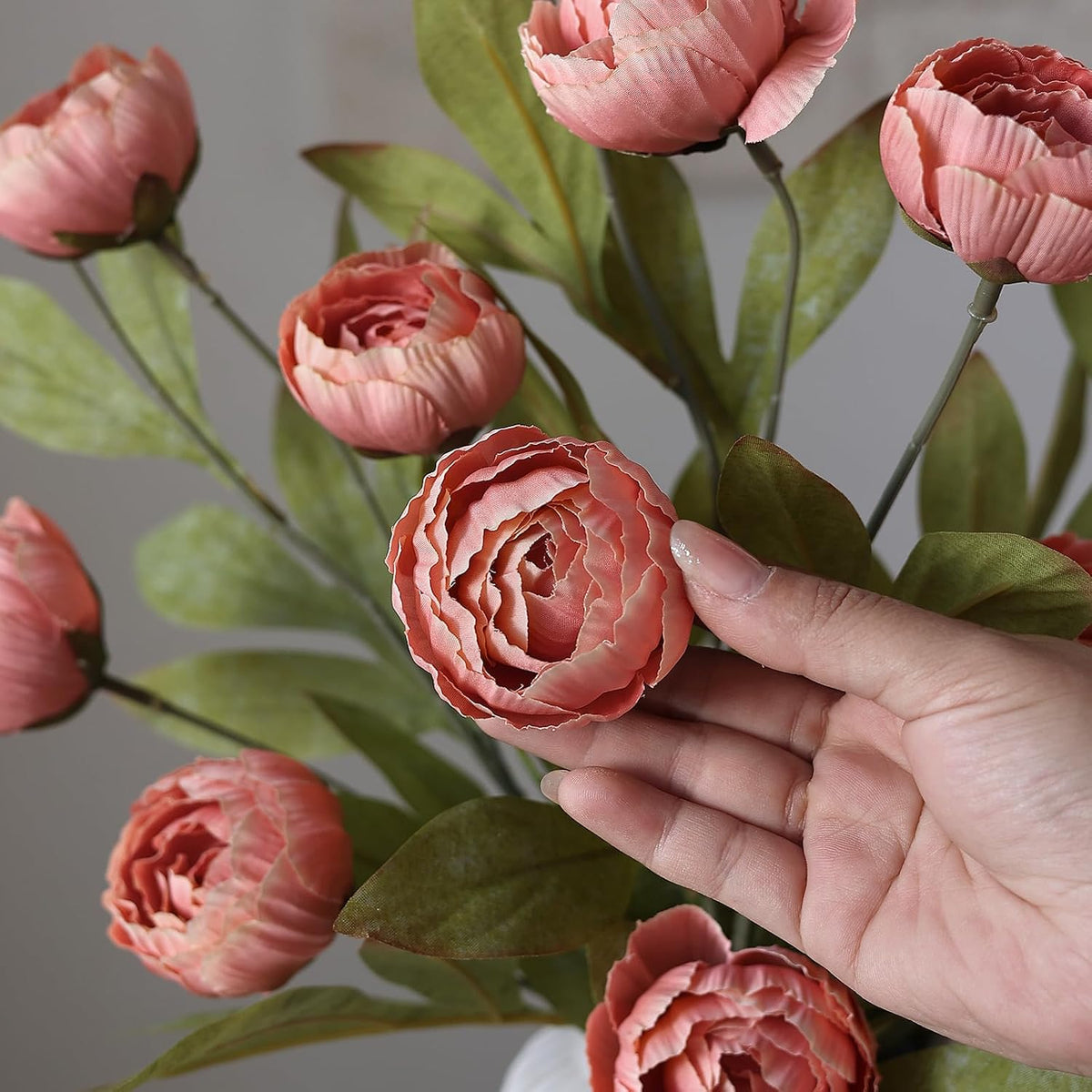 6 Pcs 27" Faux Silk Peony Artificial Flowers Stems for Vase (Dusty Pink)