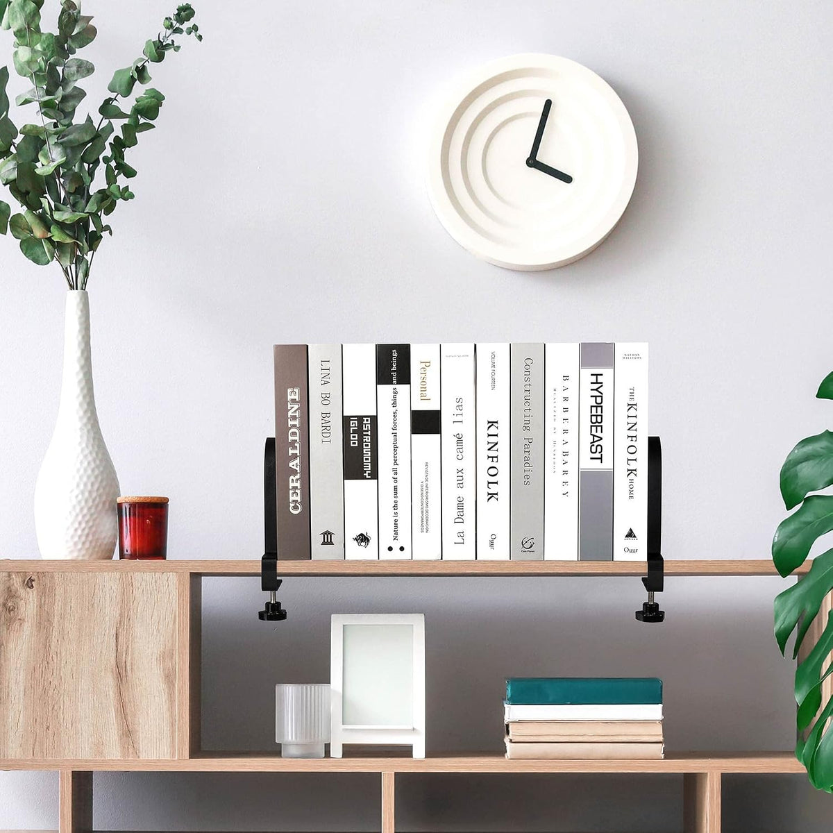 AJART Adjustable Book Ends for Shelves: Heavy Duty Clamp On Metal Bookends
