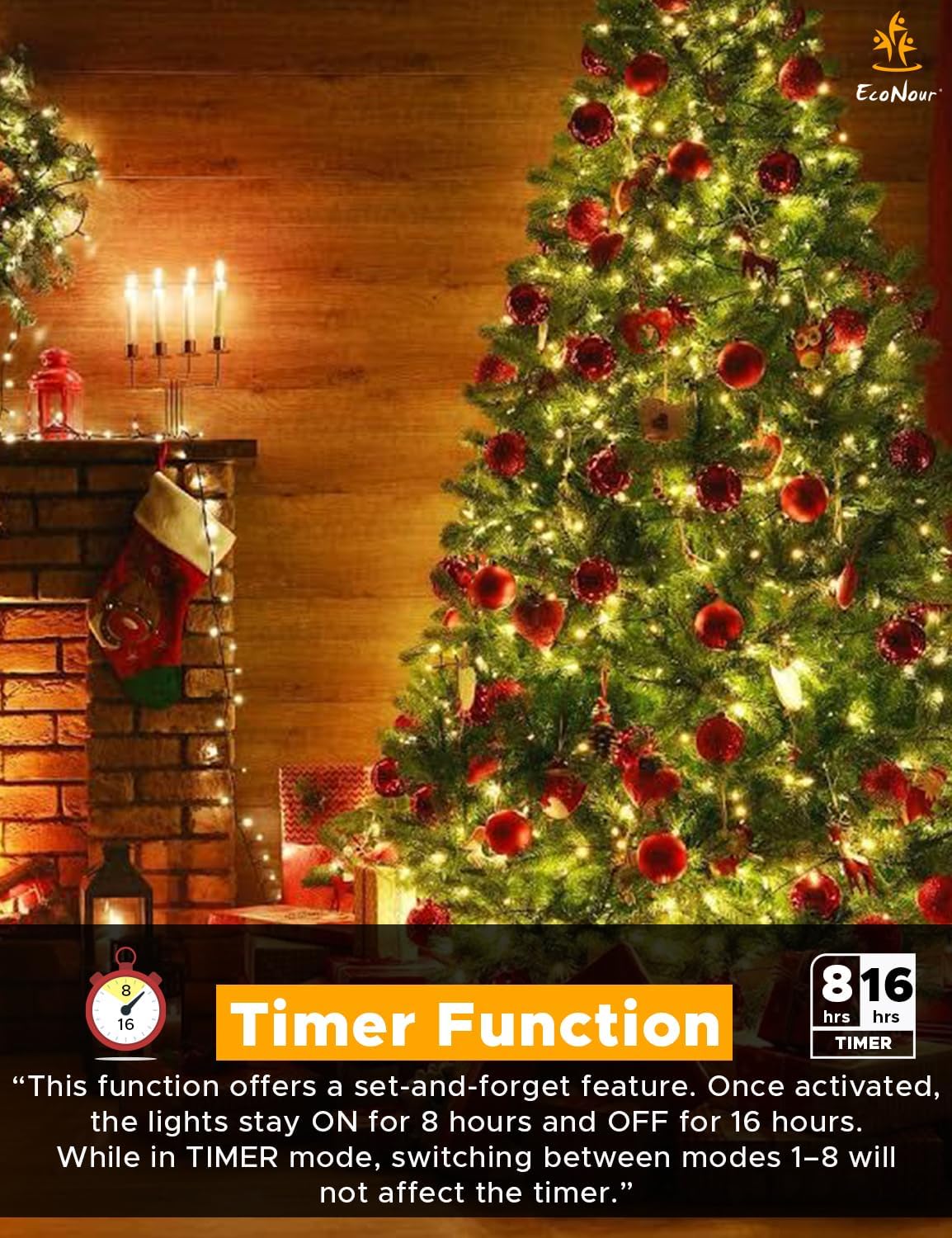 EcoNour Christmas Tree Lights, Cluster Compact 1500 LED Warm White