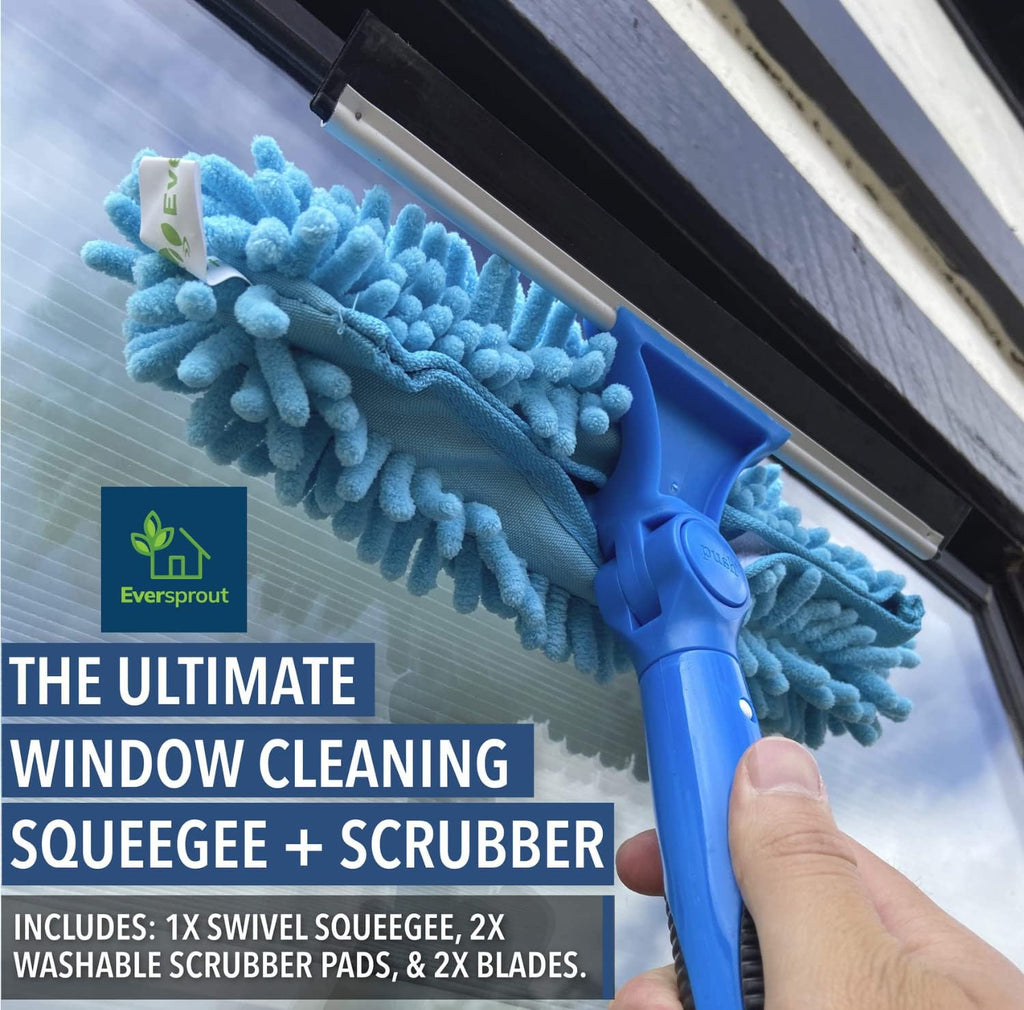 EVERSPROUT Swivel Squeegee & Microfiber Window Scrubber, 5 to 12ft Pole