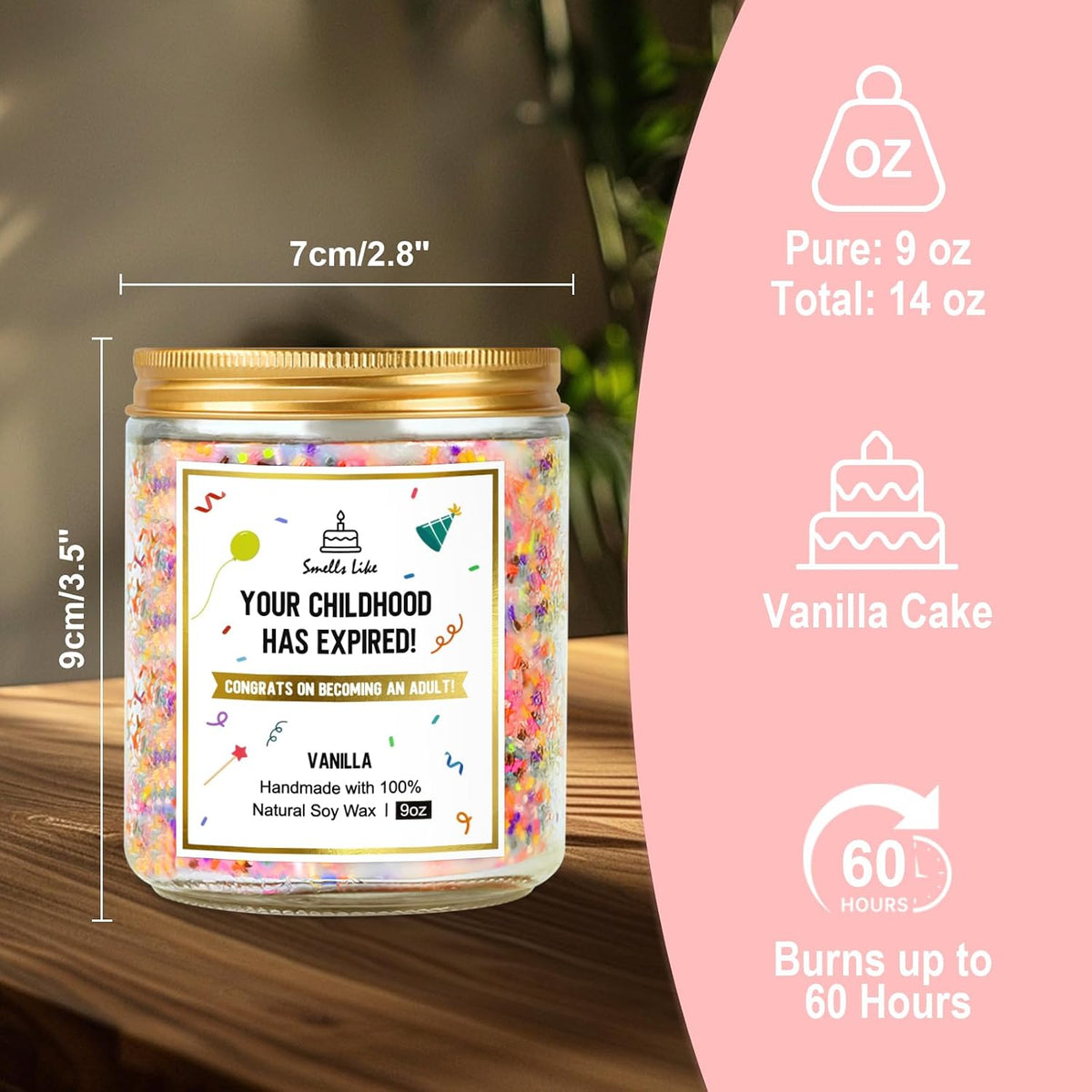 18th Birthday Gifts for Girls Boys, Happy 18th Birthday Candles, 9OZ