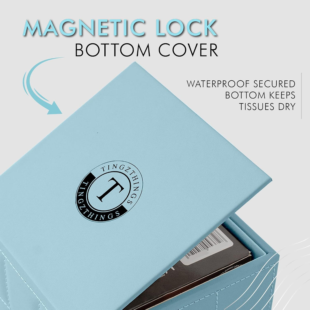 Luxury 5 Star Hotel Style Tissue Box Cover - Sturdy and Stylish Tissue Box Holder with a Custom Height and Modern PU Leather Exterior, 13.5x13.5x15cm - Light Blue
