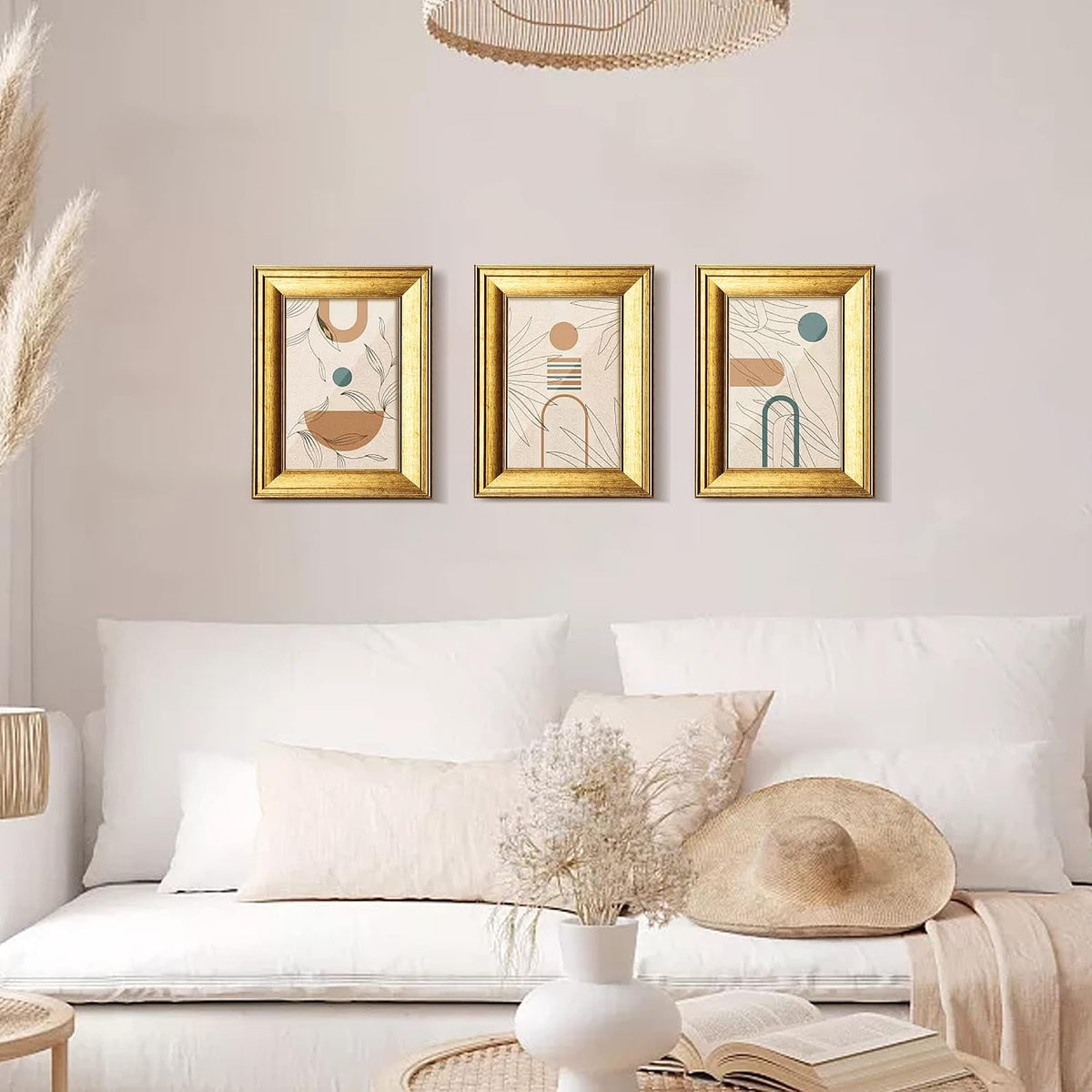 SYNTRIFIC 5x7 Picture Frame Set of 6, Vintage Gold Photo Frame, Home Decor
