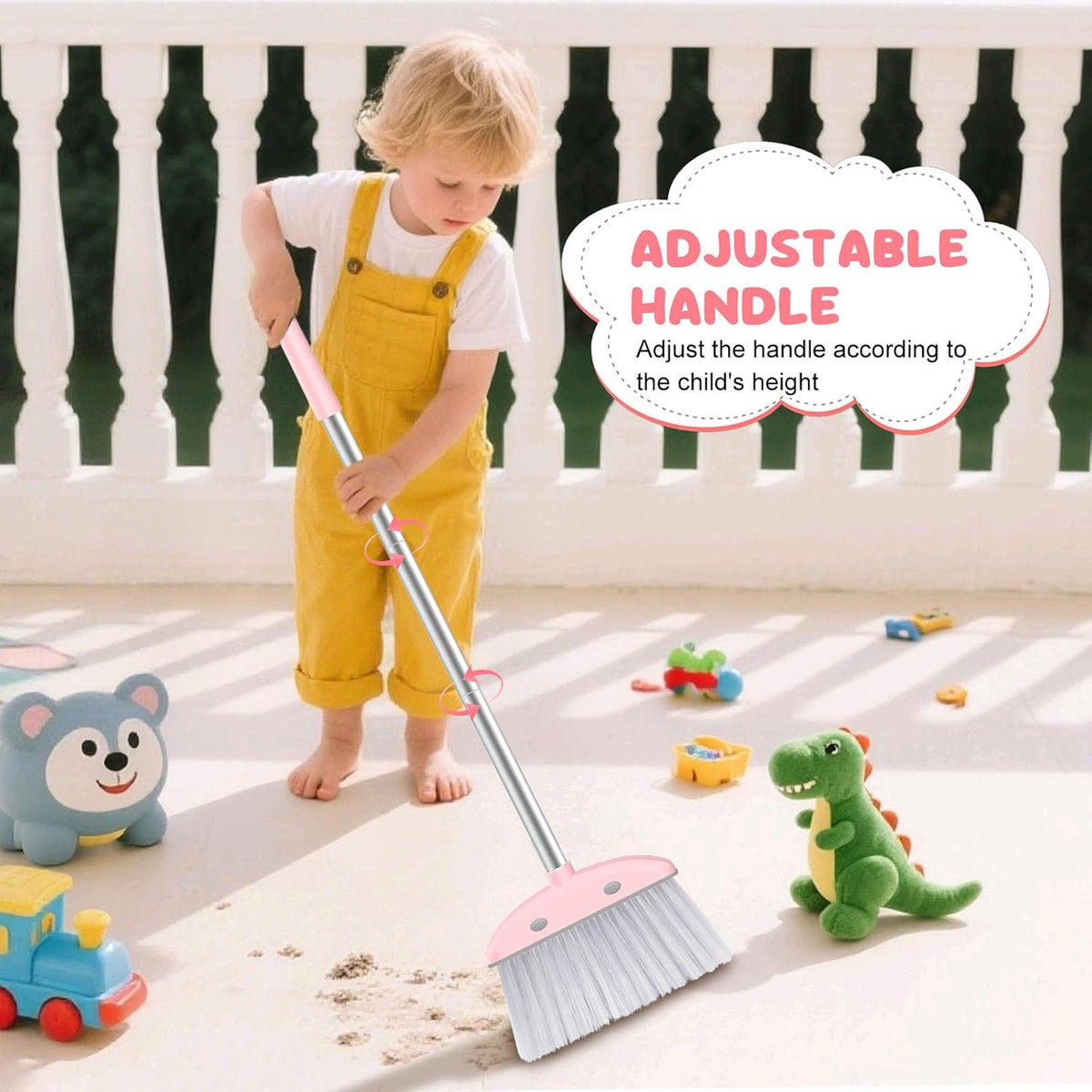 nacena Mini Broom with Dustpan & Mop for Kids, 28-in Handle Kids Brooms and Dustpan Set for Toddlers Cat-Shaped Children Broom and Cleaning Set Boys Girls Small Housekeeping Helper Sets, Pink