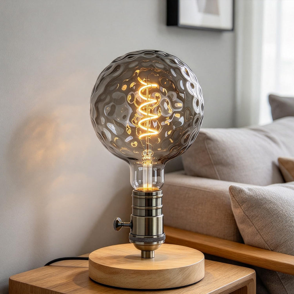 G40 LED Edison Bulb, Smoke Gray Hand-Blown Hard Glass, 4W (25W Incandescent Equivalent), 110-130V, E26, 2000K Warm Yellow Light, 200LM, Dimmable, for Indoor Decorative Lighting (Meteorite)