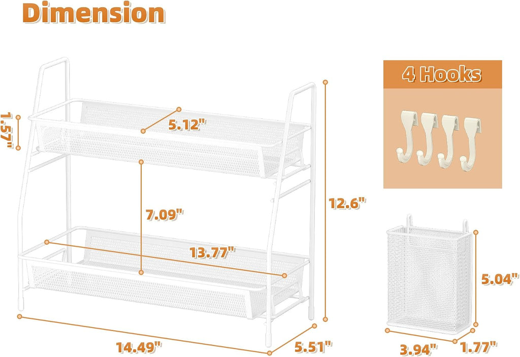 VITVITI 2 Tier Bathroom Countertop Organizer, Vanity Storage Shelf, White