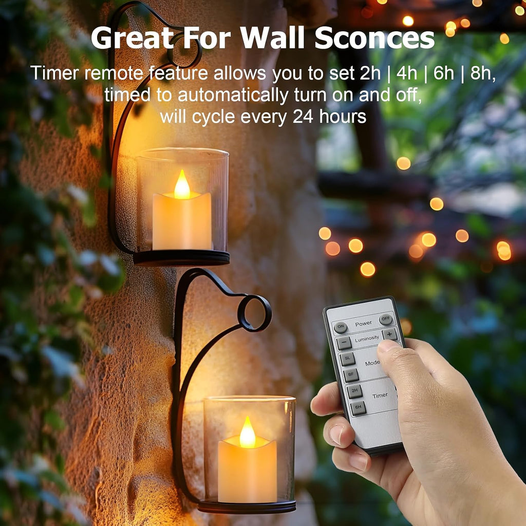 PChero Rechargeable Flameless Candles with Remote Timer, 12 Pack