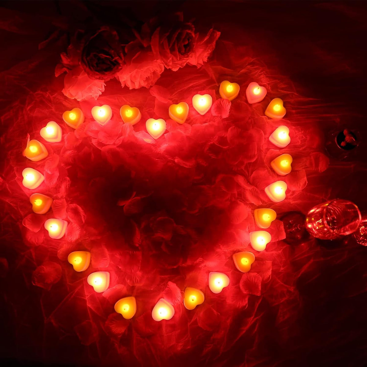 LED Tea Lights, Pack of 24, Flameless Flickering Candle Lights and Decorations for Wedding, Valentine's Day, Marriage Proposal, Party, Festival Celebration