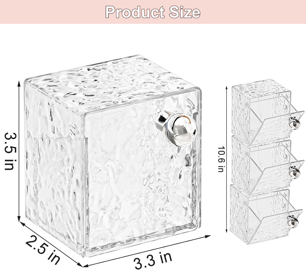 Qtip Holder Dispenser, 3 Pack Wall Mounted Plastic Cotton Pad Containers