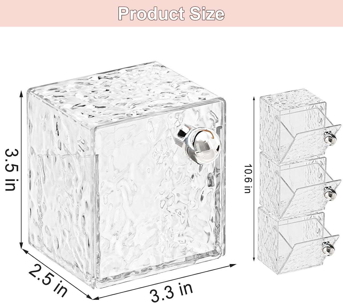 Qtip Holder Dispenser, 3 Pack Wall Mounted Plastic Cotton Pad Containers