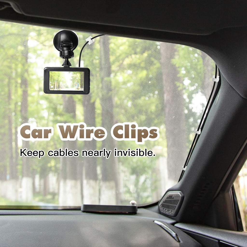 50Pcs Strong Adhesive Cable Clips, Dash cam Clips, car Wire Clips,Cord Organizer Cable Management,Cord Holder for Under Desk TV wall nightstand Office Home