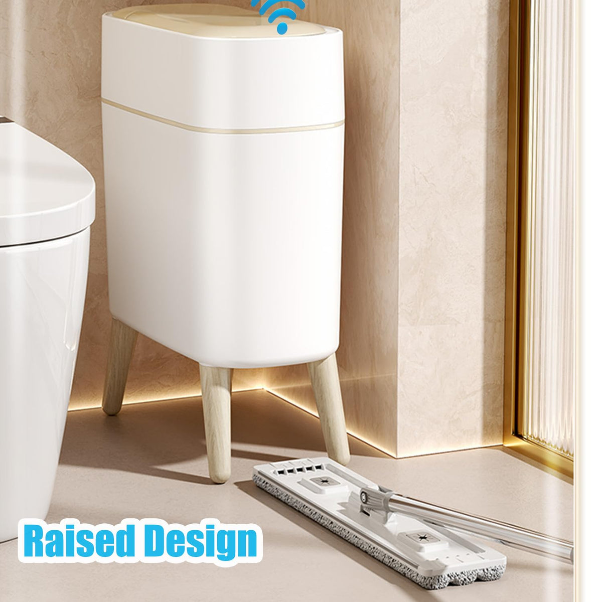 Yatmung Motion Sensor Bathroom Trash Can with Lid - 2.5 Gal Smart Trash Bin