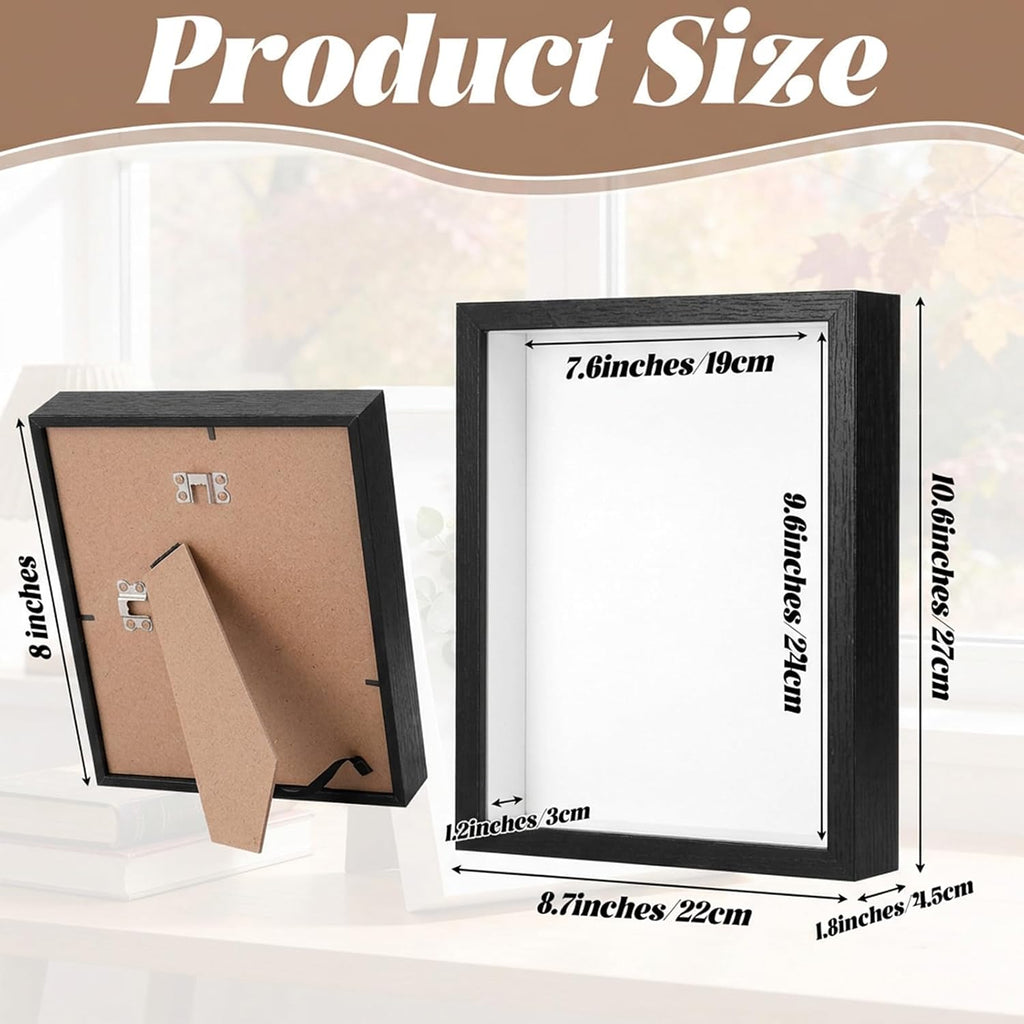 4 Shadow Box Frames, 8x10 inch Wood 3D Picture Frame Display Cases