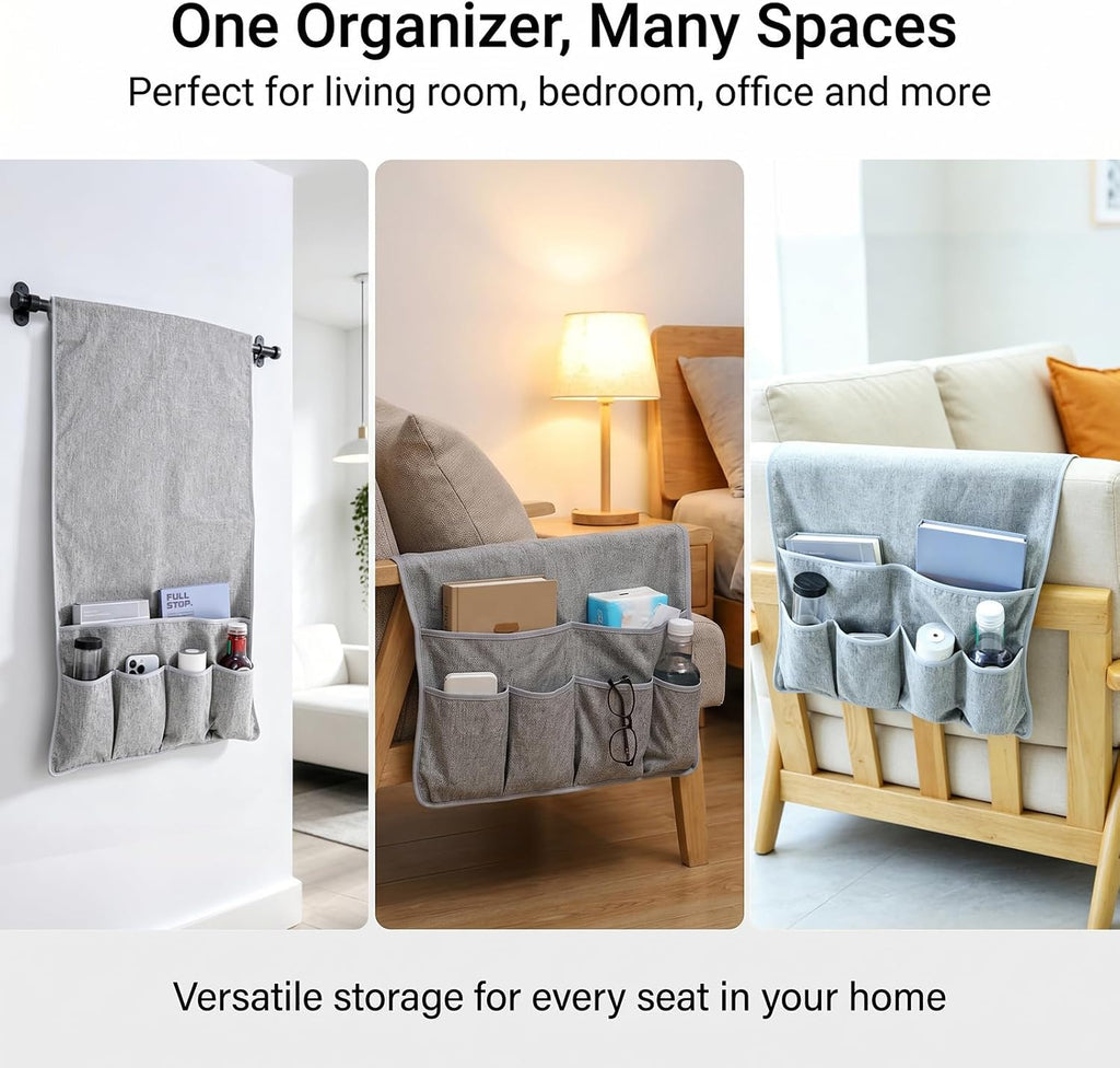 Remote Control Holder,Sofa Armrest Organizer,33.1" x 18.5" (Grey)