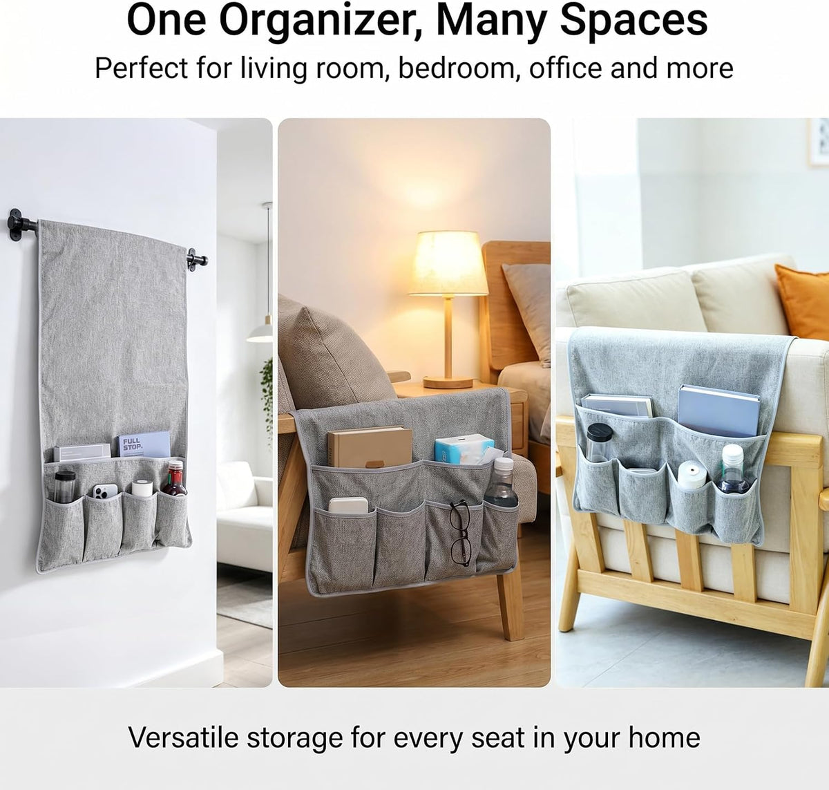 Remote Control Holder,Sofa Armrest Organizer,33.1" x 18.5" (Grey)