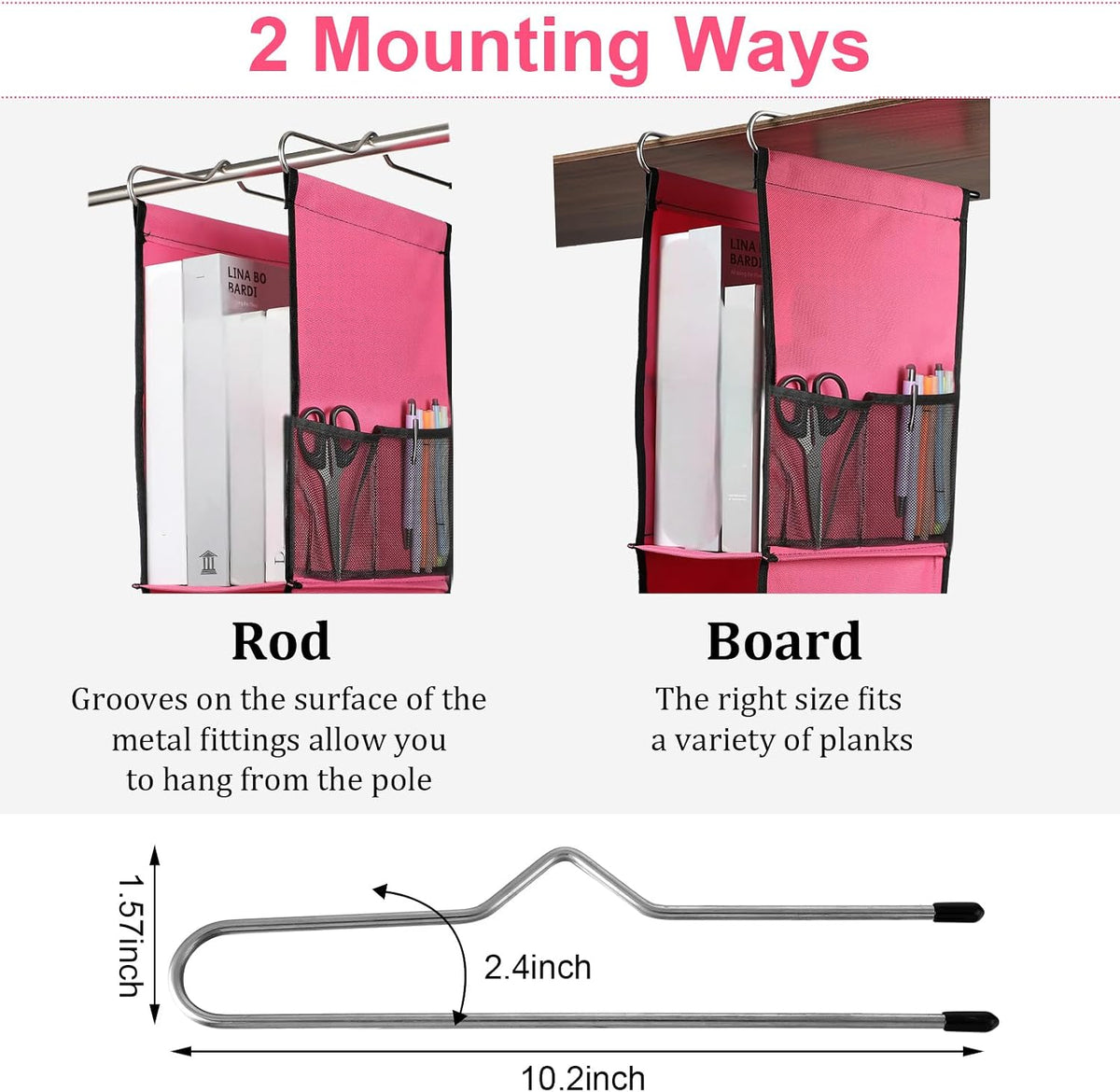 1 PC Hanging Locker Organizer 2 Layer Shelves, Rose Red